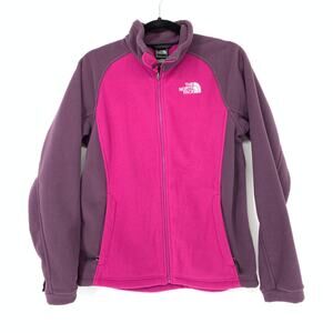 The North Face Women's Size M Pink Purple Fleece Jacket Zipped Up Long Sleeve